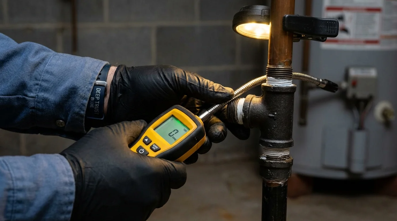 Gas leak detection with electronic sniffer by Johns Plumbing LLC in Blackfoot